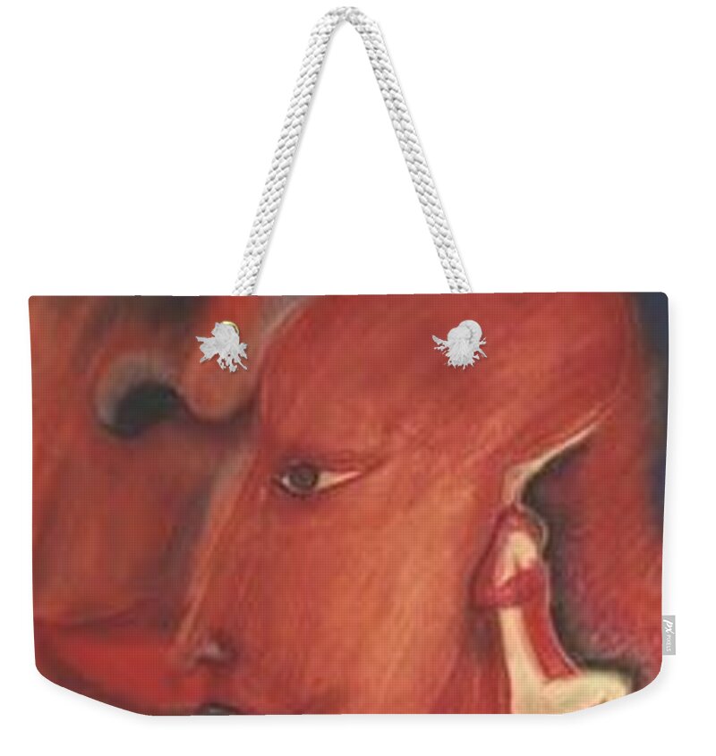 Chalk Weekender Tote Bag featuring the pastel Gaian Fertility by Raymond Fernandez