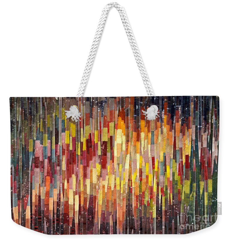 Red Weekender Tote Bag featuring the mixed media Galatians 5 22-23. The Fruit Of The Spirit. by Mark Lawrence