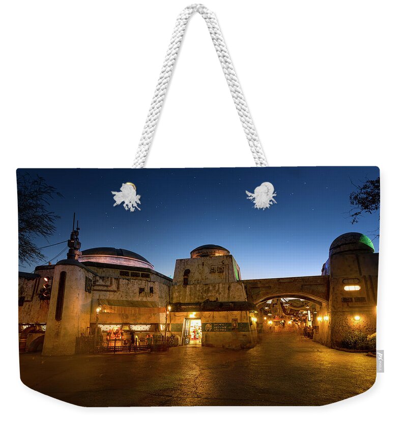 Wdw Weekender Tote Bag featuring the photograph Galaxy's Edge Entrance and Droid Depot by Mark Andrew Thomas
