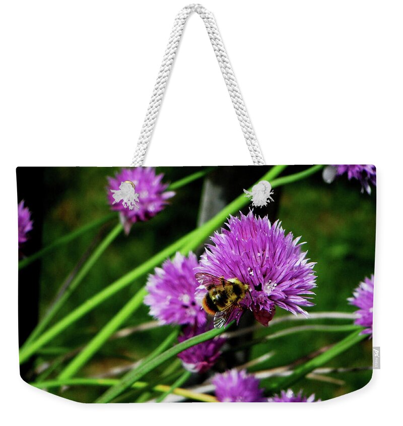 Flowers Weekender Tote Bag featuring the photograph Garlic Chive by Segura Shaw Photography