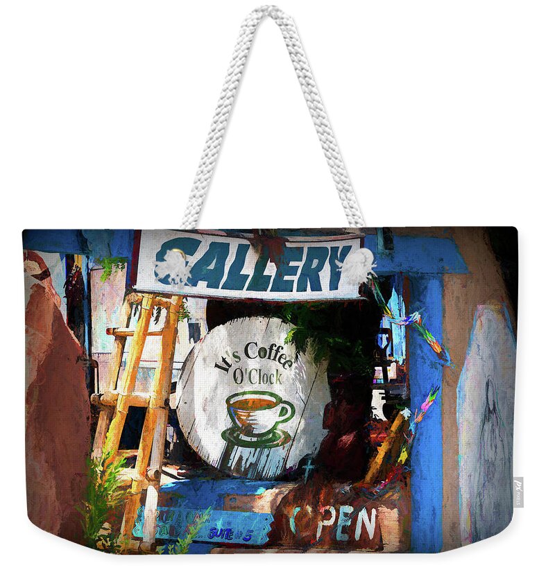 New Mexico Weekender Tote Bag featuring the photograph Gallery and Coffee Shop by Debra Martz