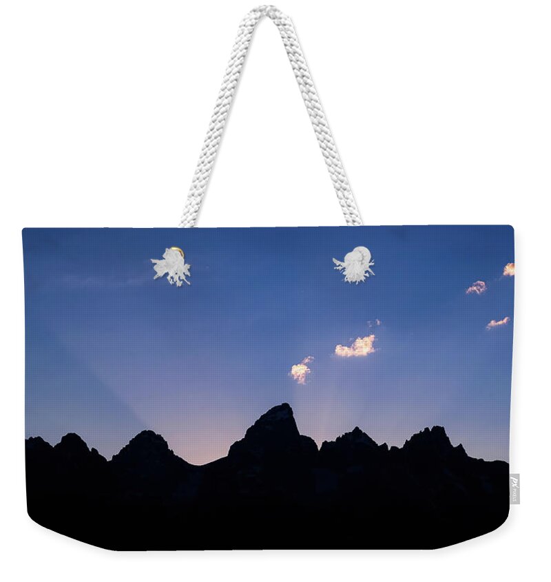National Park Weekender Tote Bag featuring the photograph Gand Teton Skyline by Larey McDaniel