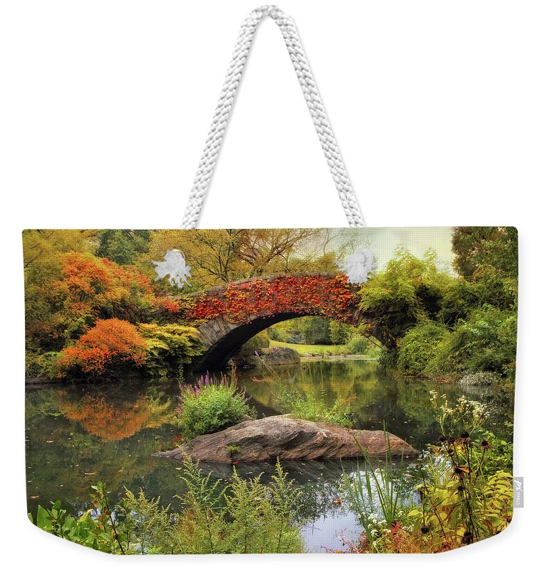 Autumn Weekender Tote Bag featuring the photograph Gapstow Bridge Serenity by Jessica Jenney