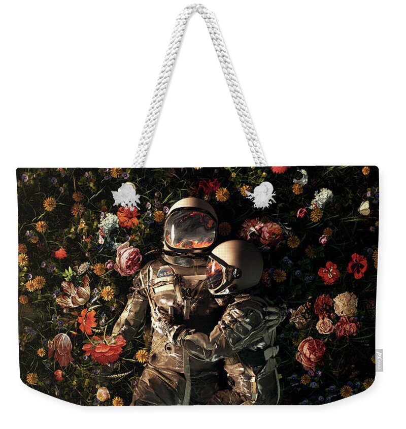 Astronaut Weekender Tote Bag featuring the digital art Garden Delights II by Nicebleed