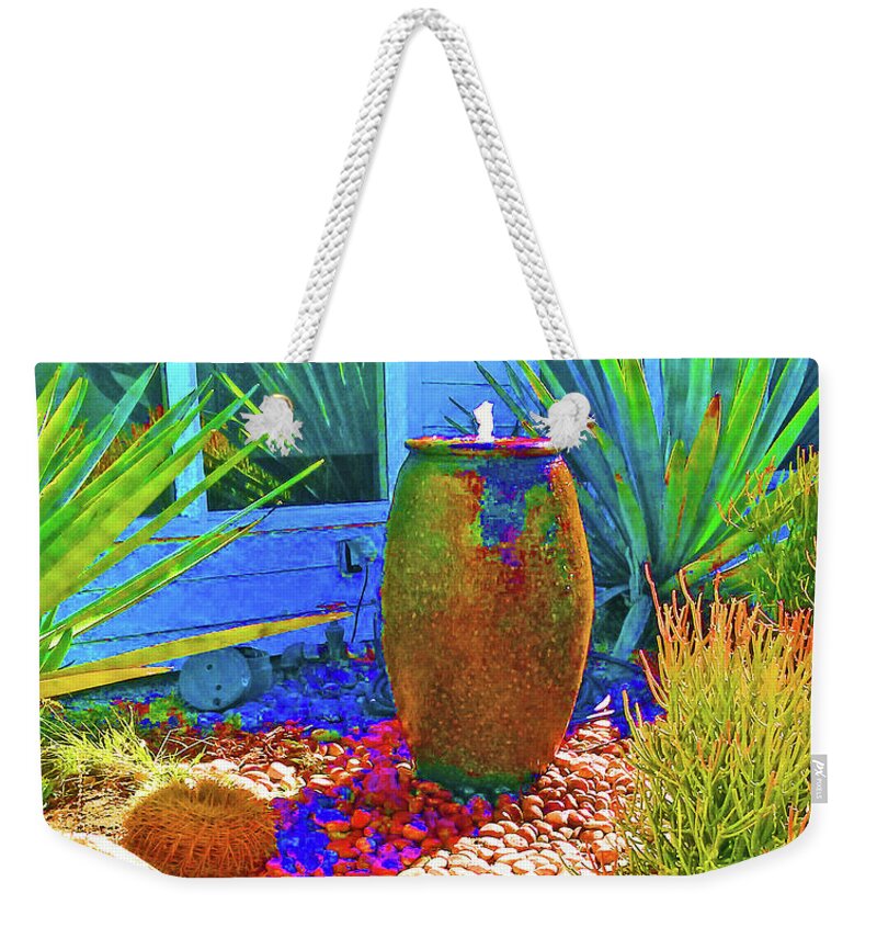 Garden Weekender Tote Bag featuring the photograph Garden Fountain by Andrew Lawrence