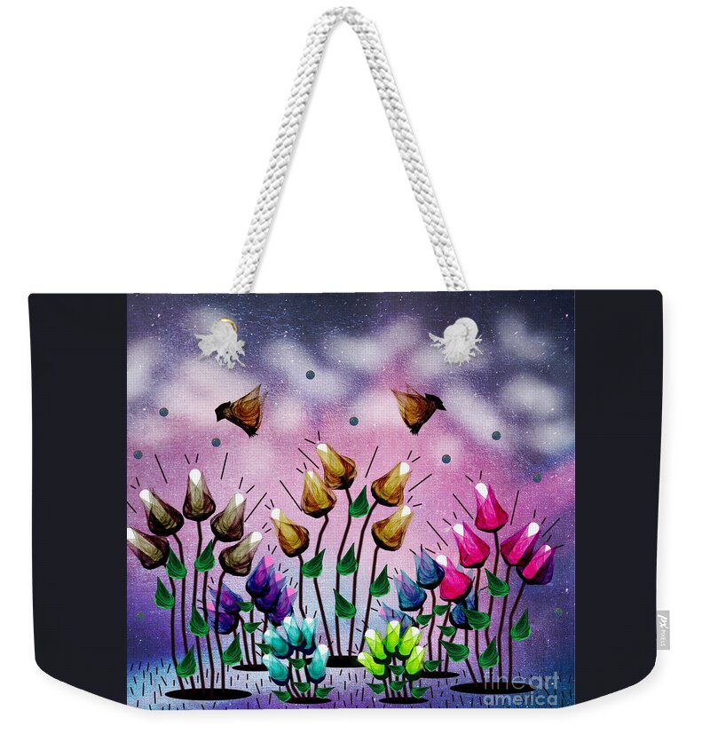 Digital Art Weekender Tote Bag featuring the mixed media Garden Of Positive Thoughts by Diamante Lavendar