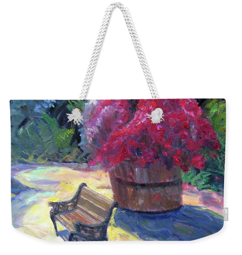 Garden Weekender Tote Bag featuring the painting Garden of the Little People by John McCormick