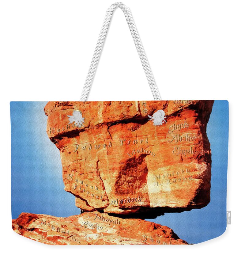 Rock Weekender Tote Bag featuring the digital art Garden of The Living God by Constance Woods