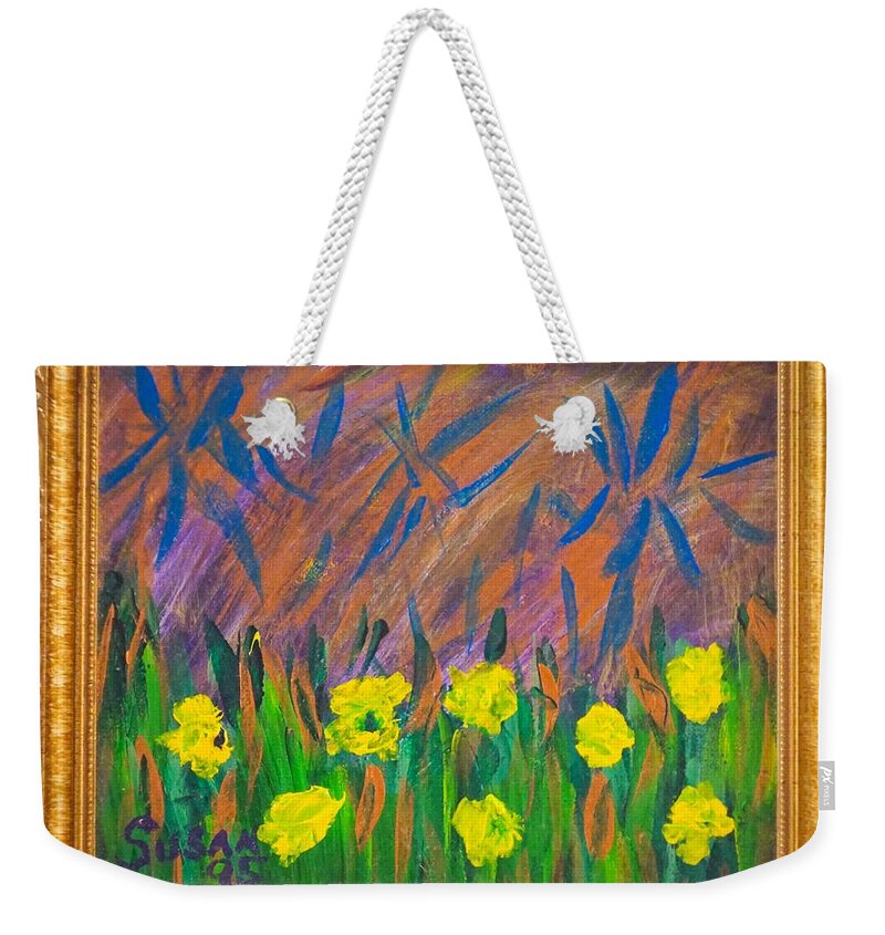 Original Painting Weekender Tote Bag featuring the painting Garden Of Wonder by Susan Schanerman