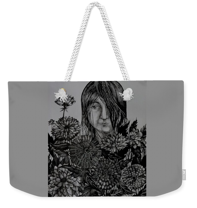 Fantasy Portrait Weekender Tote Bag featuring the drawing Garden. The End Of Summer by Anna Duyunova