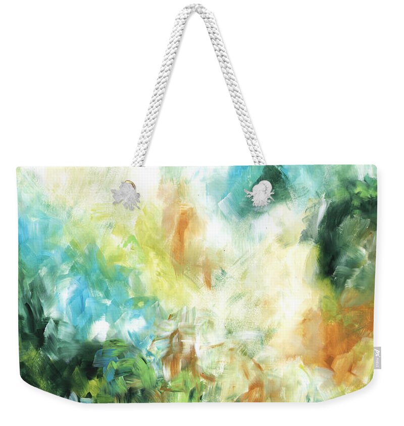Collect Weekender Tote Bag featuring the painting Garden Variety Color Study Original Abstract Bold Colorful Painting by Megan Duncanson MADART by Megan Aroon