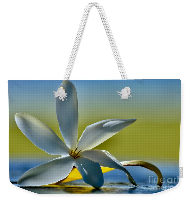  Weekender Tote Bag featuring the photograph Gardenia Pure Love is Aloha by Debra Banks
