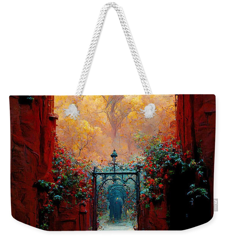 Gate Weekender Tote Bag featuring the painting Gate to Secret Forest by Vart Studio