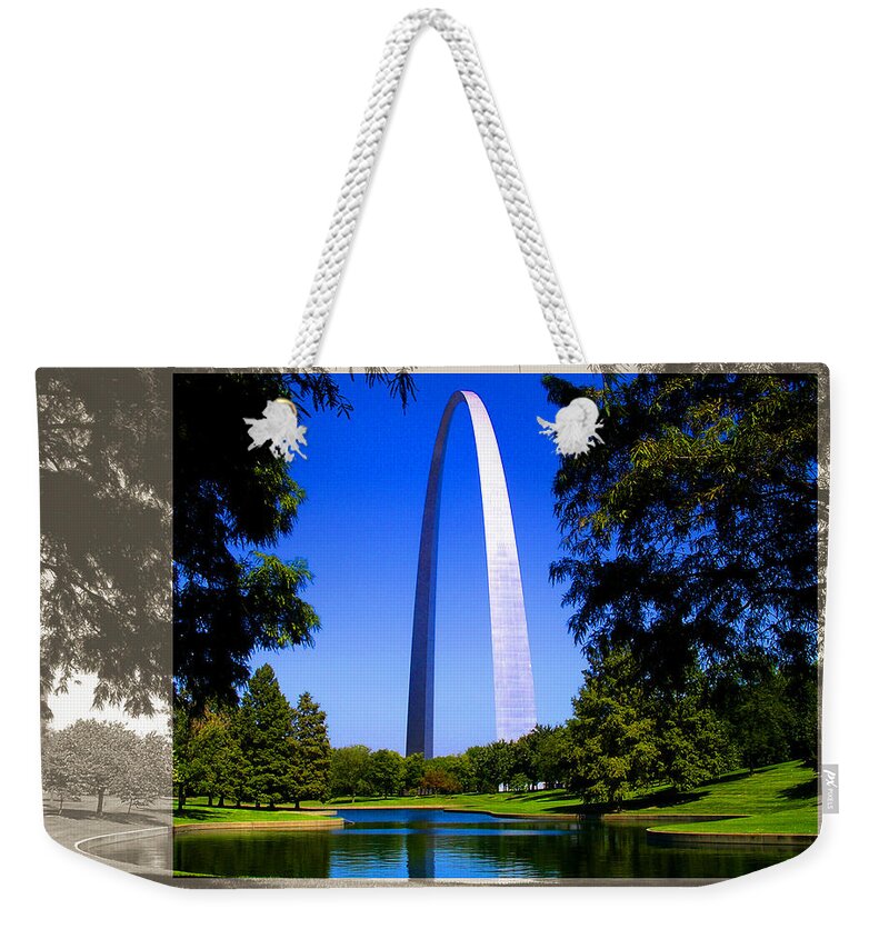 Architecture Weekender Tote Bag featuring the photograph Gateway Arch Trees Landscape by Patrick Malon