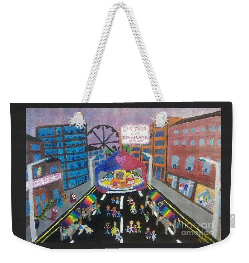 Lgbtq Weekender Tote Bag featuring the painting Gay Pride for straights only by David Westwood