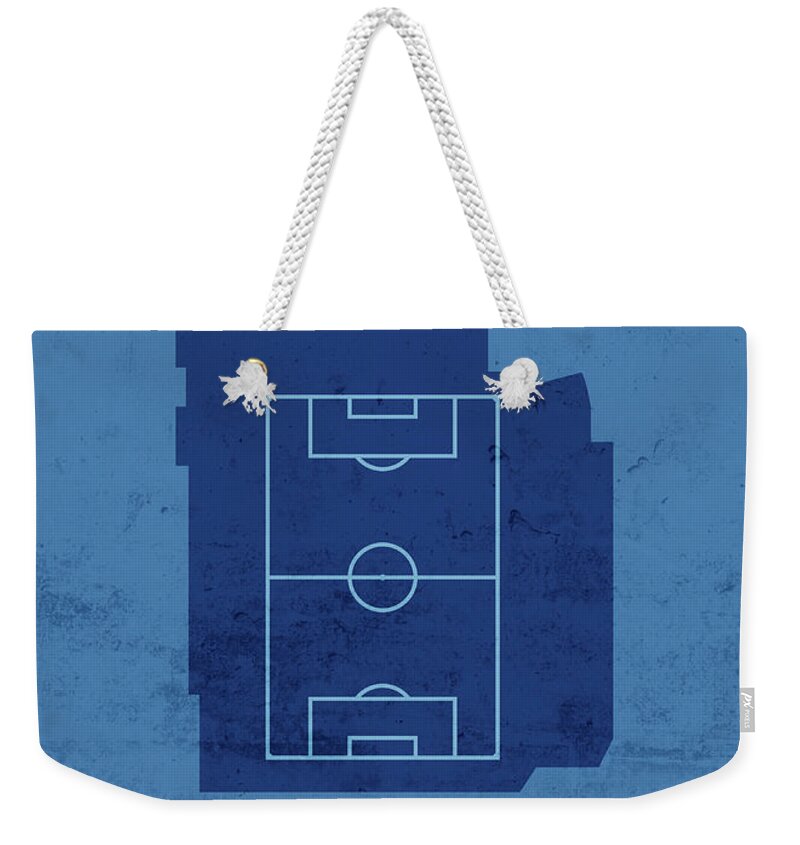 Gd Weekender Tote Bag featuring the mixed media GD Estoril Praia Stadium Football Soccer Minimalist Series by Design Turnpike