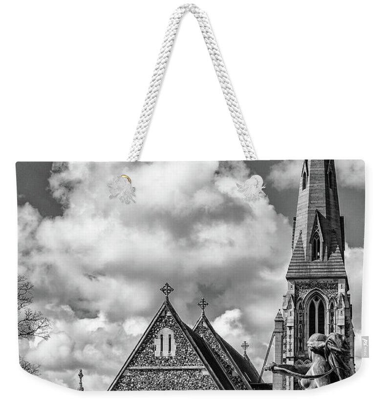 Black & White Weekender Tote Bag featuring the photograph Gefion Fountain in Copenhagen by Rob Hemphill