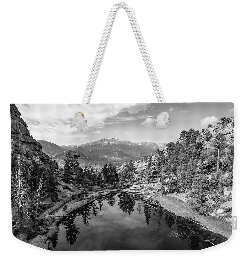 Gem Lake Weekender Tote Bag featuring the photograph Gem Lake Black and White by Aaron Spong