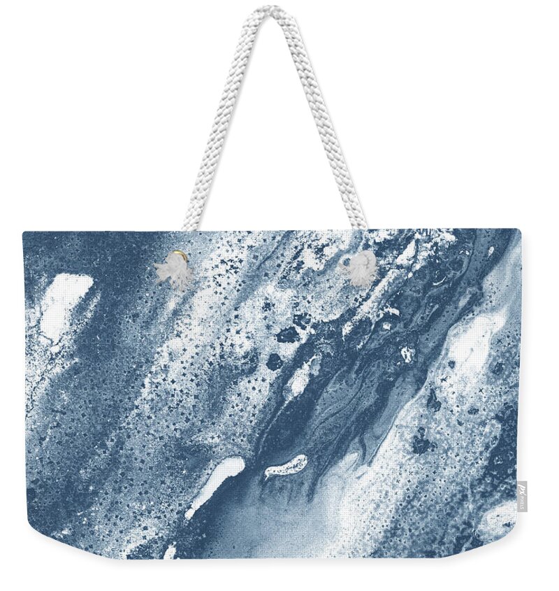 Beach Art Weekender Tote Bag featuring the painting Gem Of The Sea Salty Blue Waves Of Crystals Watercolor Beach Art Decor XIV by Irina Sztukowski