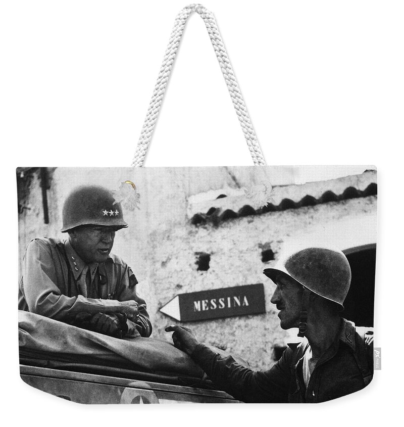General Patton Weekender Tote Bag featuring the photograph General Patton In Sicily by War Is Hell Store