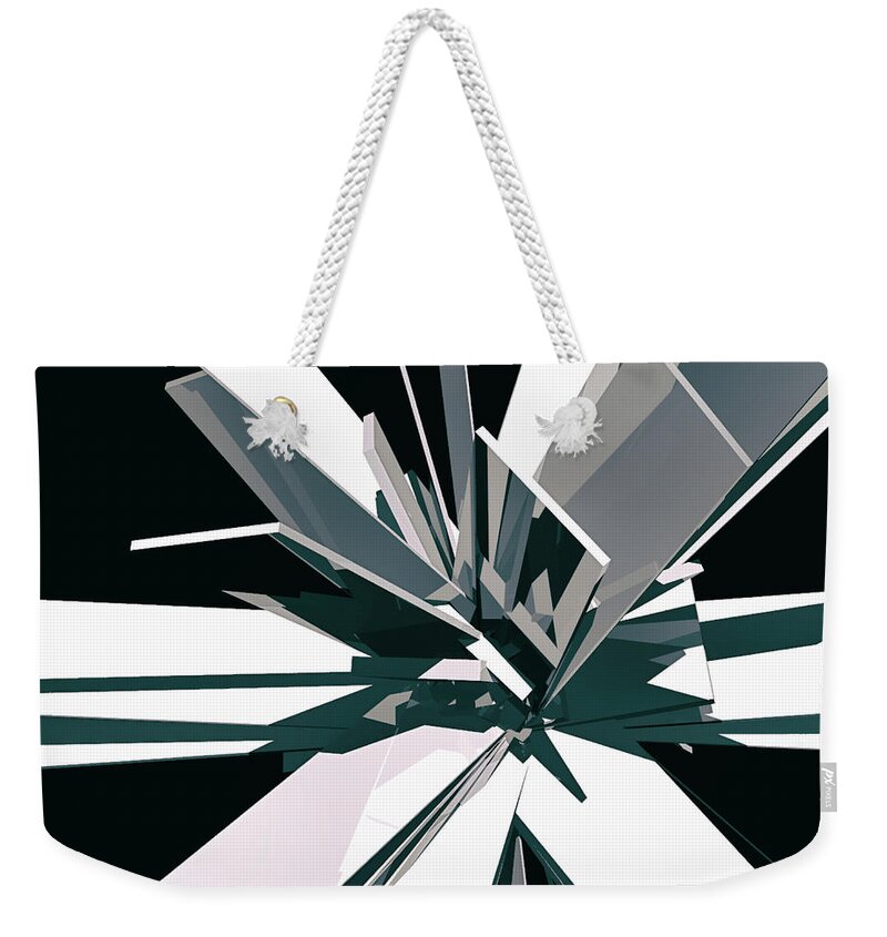 Monotone Weekender Tote Bag featuring the digital art Geometric Cluster by Phil Perkins