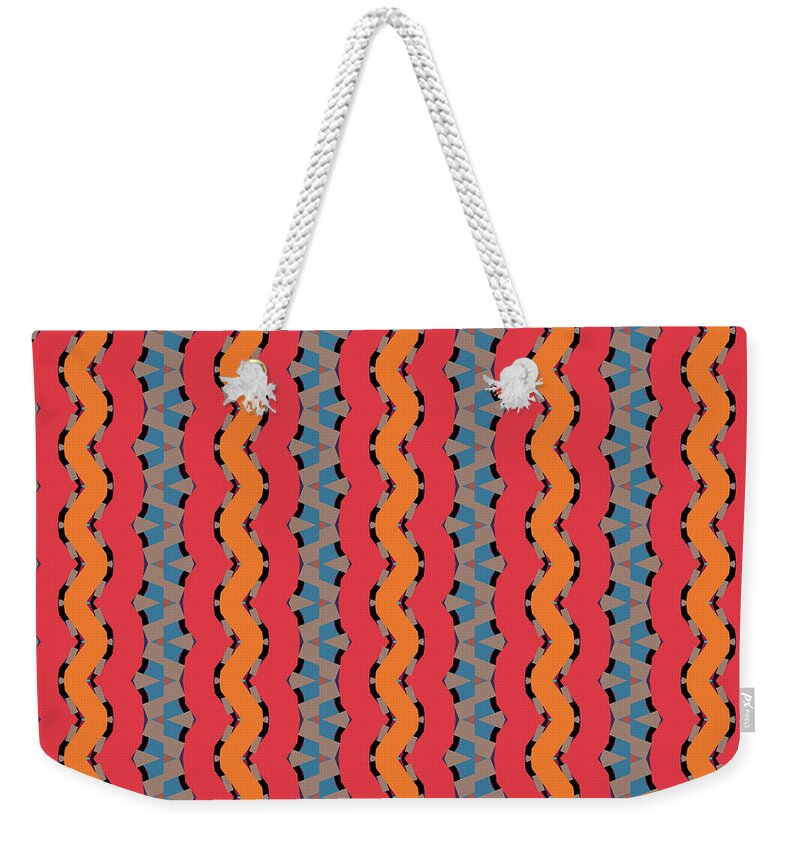 Patterns Weekender Tote Bag featuring the digital art Geometric Designer Pattern 2778 - Orange Grey by Philip Preston
