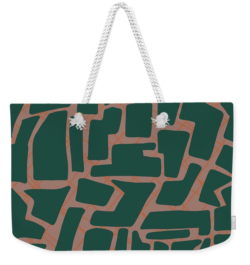 Abstract Pattern Design Weekender Tote Bag featuring the drawing Geometric Tiger Brown by Nancy Merkle