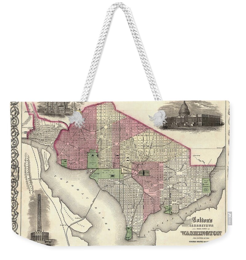 1865 Map Of Washington Dc Weekender Tote Bag featuring the photograph Georgetown Map 1865 by Jon Neidert