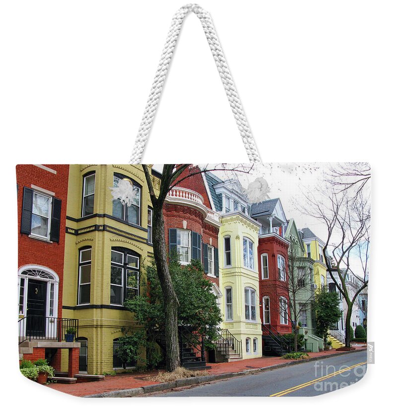 Georgetown Weekender Tote Bag featuring the photograph Georgetown Row Houses 2541 by Jack Schultz