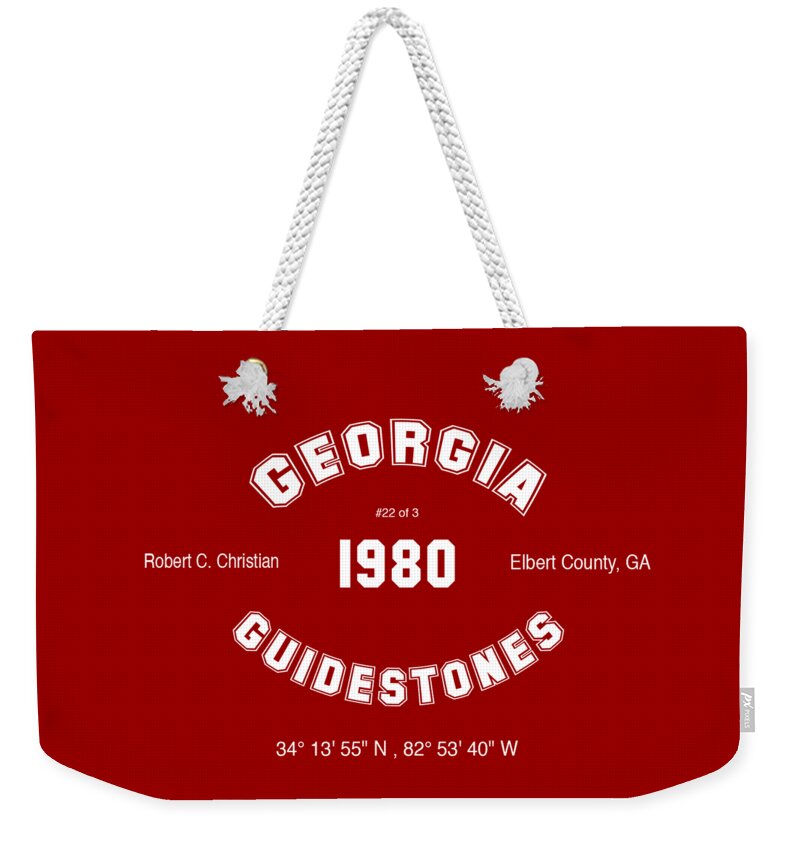 Wunderle Art Weekender Tote Bag featuring the digital art Georgia Guidestones Historiconal Record by Wunderle