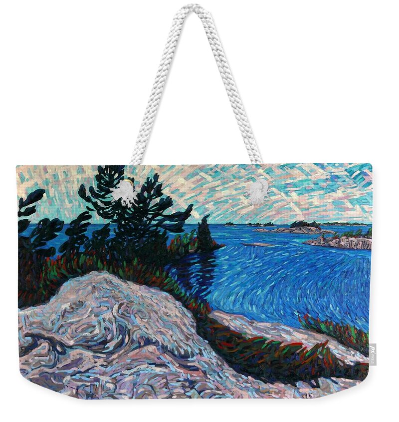 2337 Weekender Tote Bag featuring the painting Georgian Archipelago Stormy Weather by Phil Chadwick