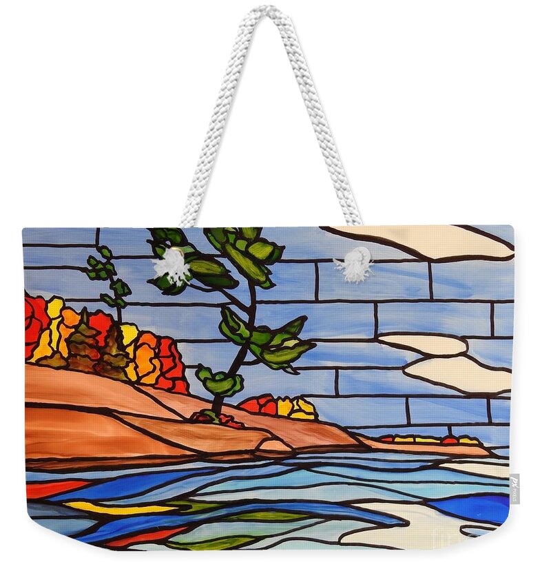 Alcohol Ink Weekender Tote Bag featuring the painting Georgian Bay SG15 by Petra Burgmann