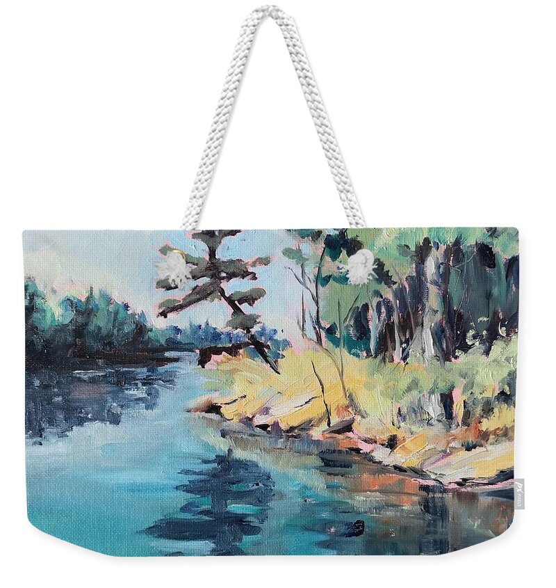 Landscape Weekender Tote Bag featuring the painting Georgian Bay by Sheila Romard