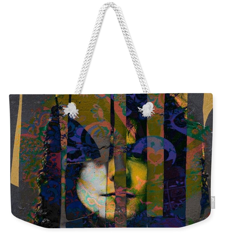 Marc Bolan Weekender Tote Bag featuring the digital art Get It On - Marc Bolan by Paul Lovering