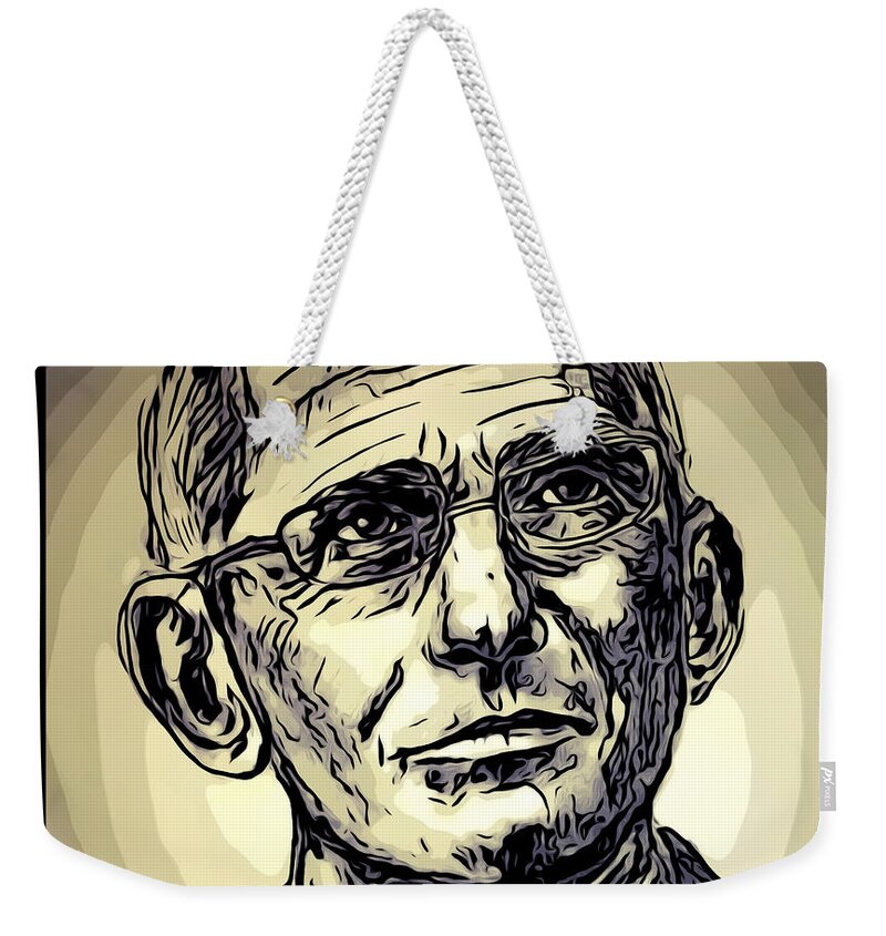 Anthony Fauci Weekender Tote Bag featuring the mixed media Get Your Fauci Ouchie by Eileen Backman