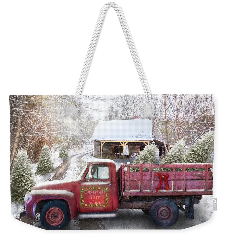 Barns Weekender Tote Bag featuring the photograph Getting Ready for Christmas Eve Painting by Debra and Dave Vanderlaan