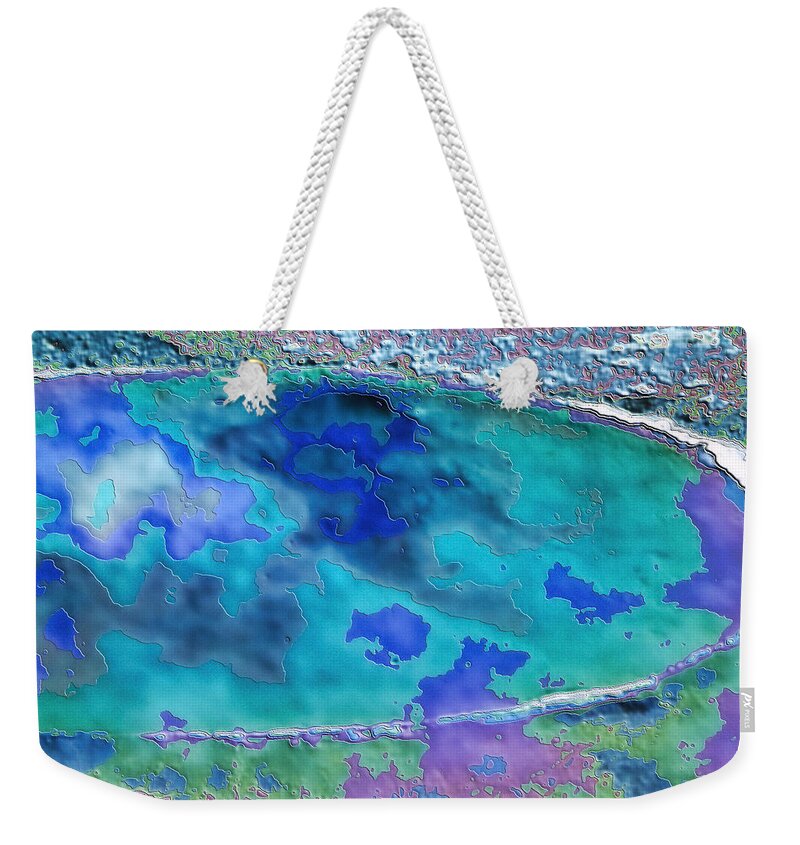 Yellowstone National Park Weekender Tote Bag featuring the digital art Geyser Pool PhotoArt by Russel Considine