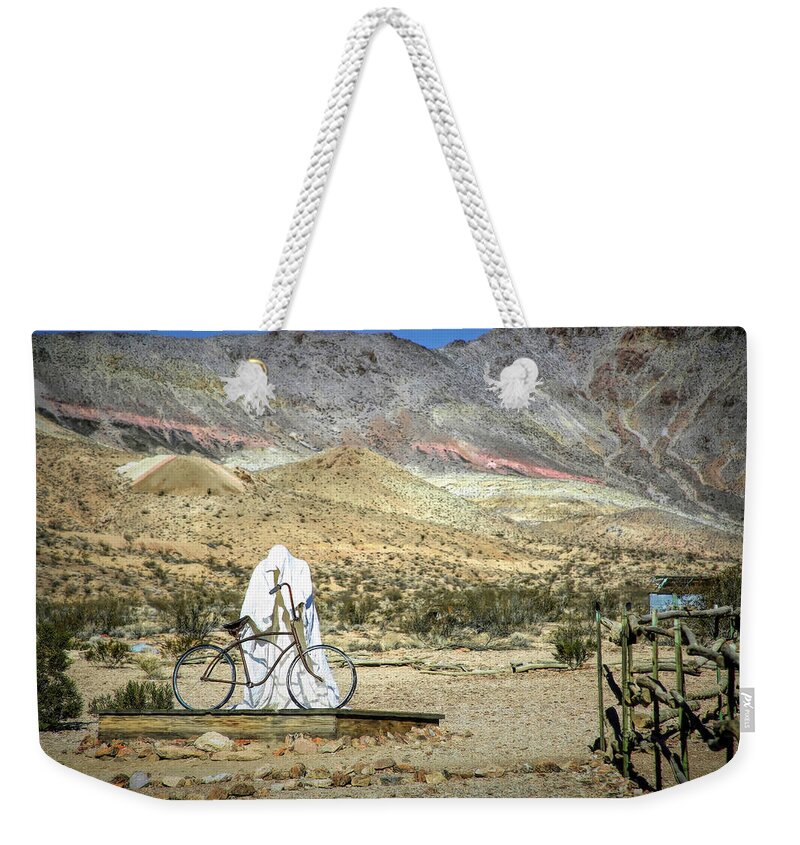 Rhyolite Weekender Tote Bag featuring the photograph Ghost of Rhyolite by Donna Kennedy