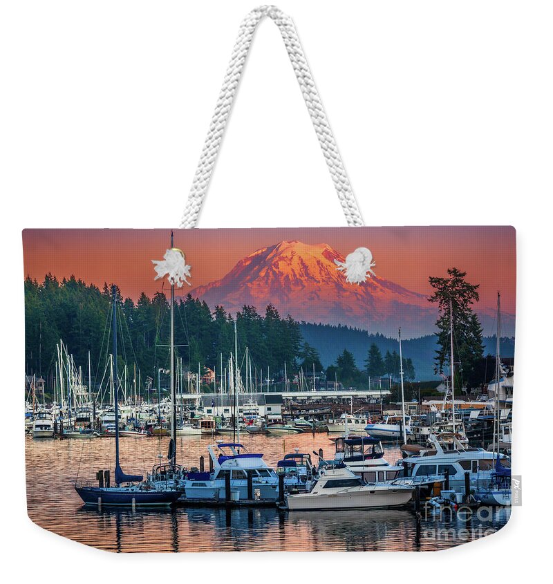 America Weekender Tote Bag featuring the photograph Gig Harbor Dusk by Inge Johnsson