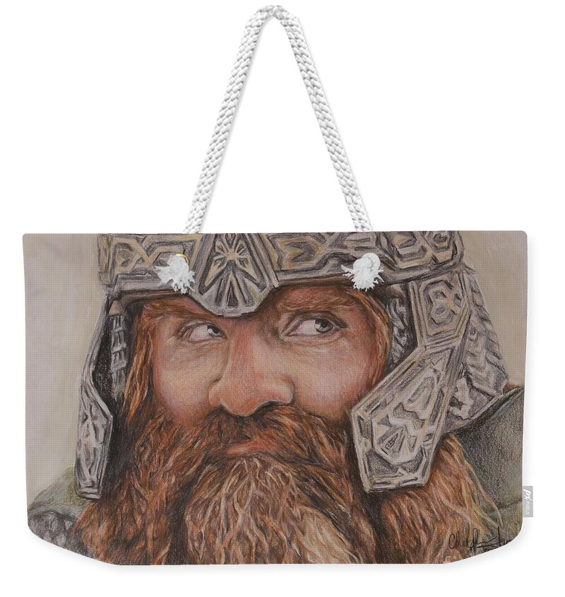 Dwarf Weekender Tote Bag featuring the drawing Gimli by Christine Jepsen