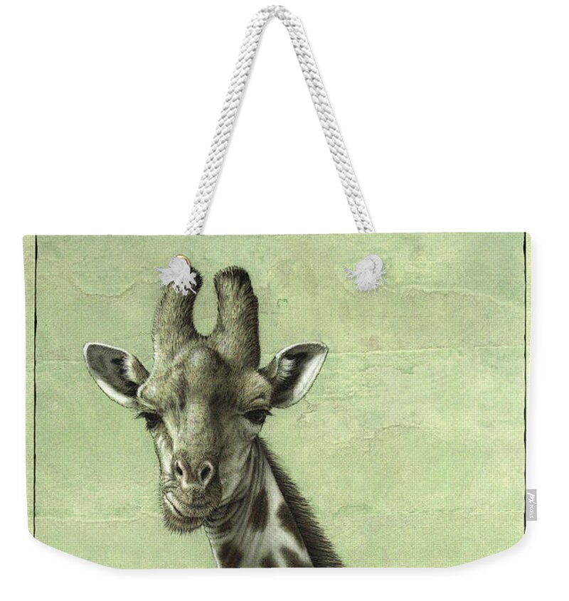 Giraffe Weekender Tote Bag featuring the painting Giraffe by James W Johnson