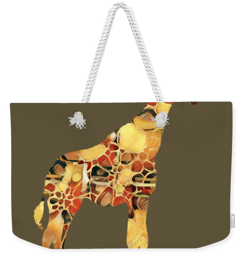 Giraffe Weekender Tote Bag featuring the digital art Giraffe Silhouette 2 by Eileen Backman