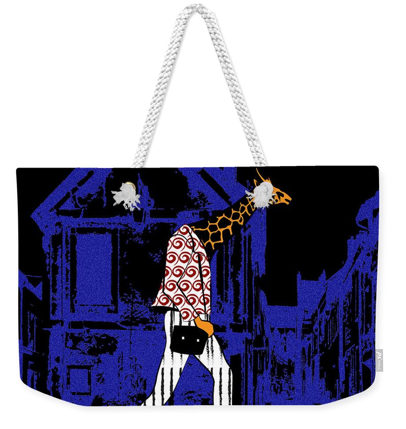 Giraffes Weekender Tote Bag featuring the digital art Giraffes night walk by Piotr Dulski
