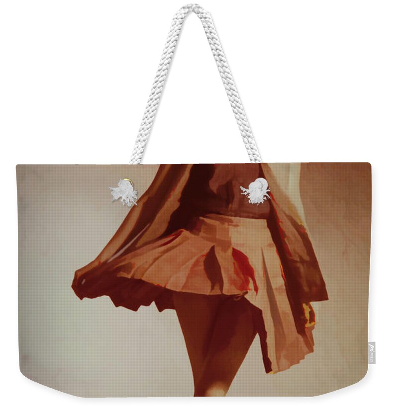 Perry Ellis Weekender Tote Bag featuring the photograph Girl in Flared Skirt 1978 by Steve Ladner