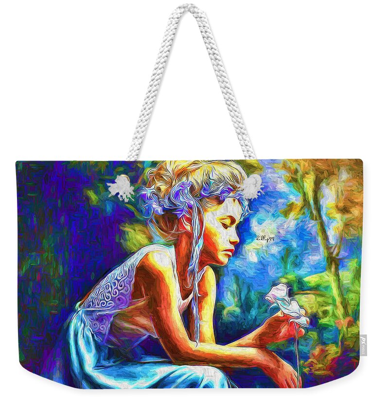 Paint Weekender Tote Bag featuring the painting Girl portrait 8 by Nenad Vasic