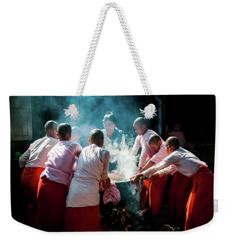 Kalaywa Weekender Tote Bag featuring the photograph Girl Power at Kalaywa Monastery by Arj Munoz