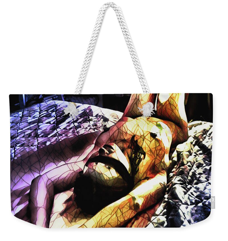 Dark Weekender Tote Bag featuring the digital art Given To Anticipation Stained Glass by Recreating Creation