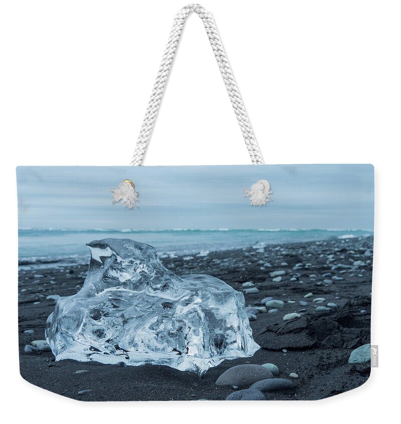 Diamond Beach Weekender Tote Bag featuring the photograph Glacial Ice on Diamond Beach by Kristia Adams