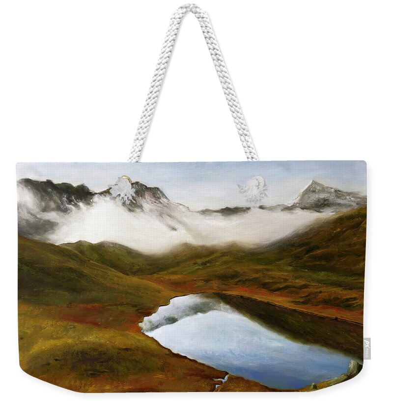 Glacial Weekender Tote Bag featuring the painting Glacial Lake by Hone Williams