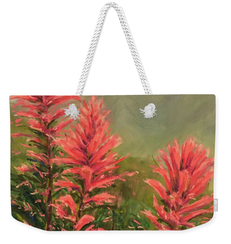 Flowers Wildflowers Weekender Tote Bag featuring the pastel Glacier Paintbrush by Lee Tisch Bialczak